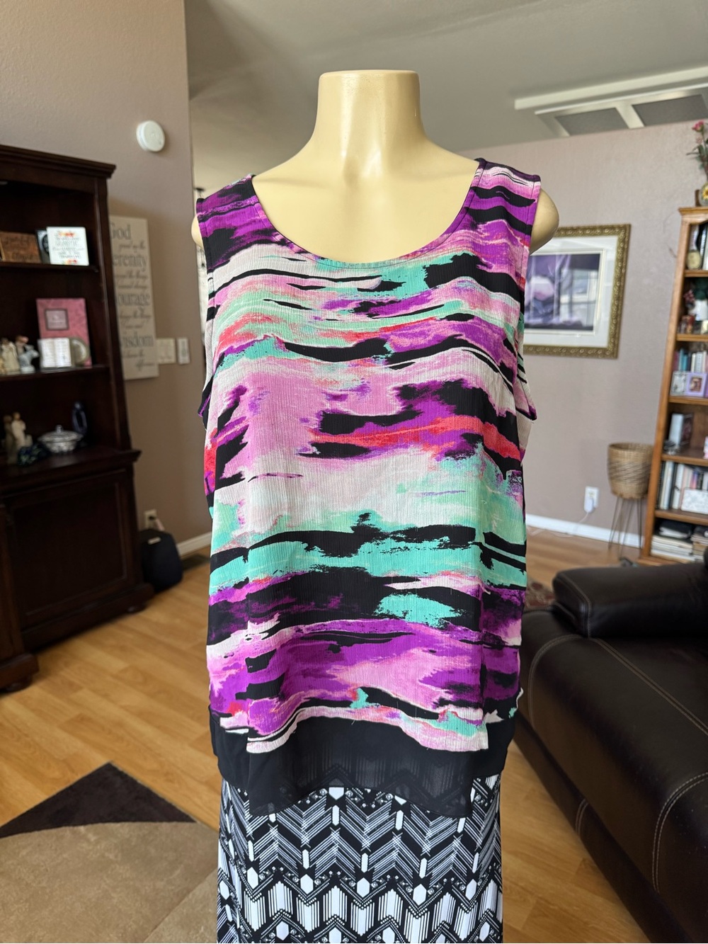 Apt. 9 layered colorful sleeveless blouse-size L